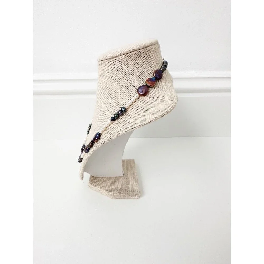 NWT Genuine Black & White Pearl Beaded Necklace - Picture 5 of 5